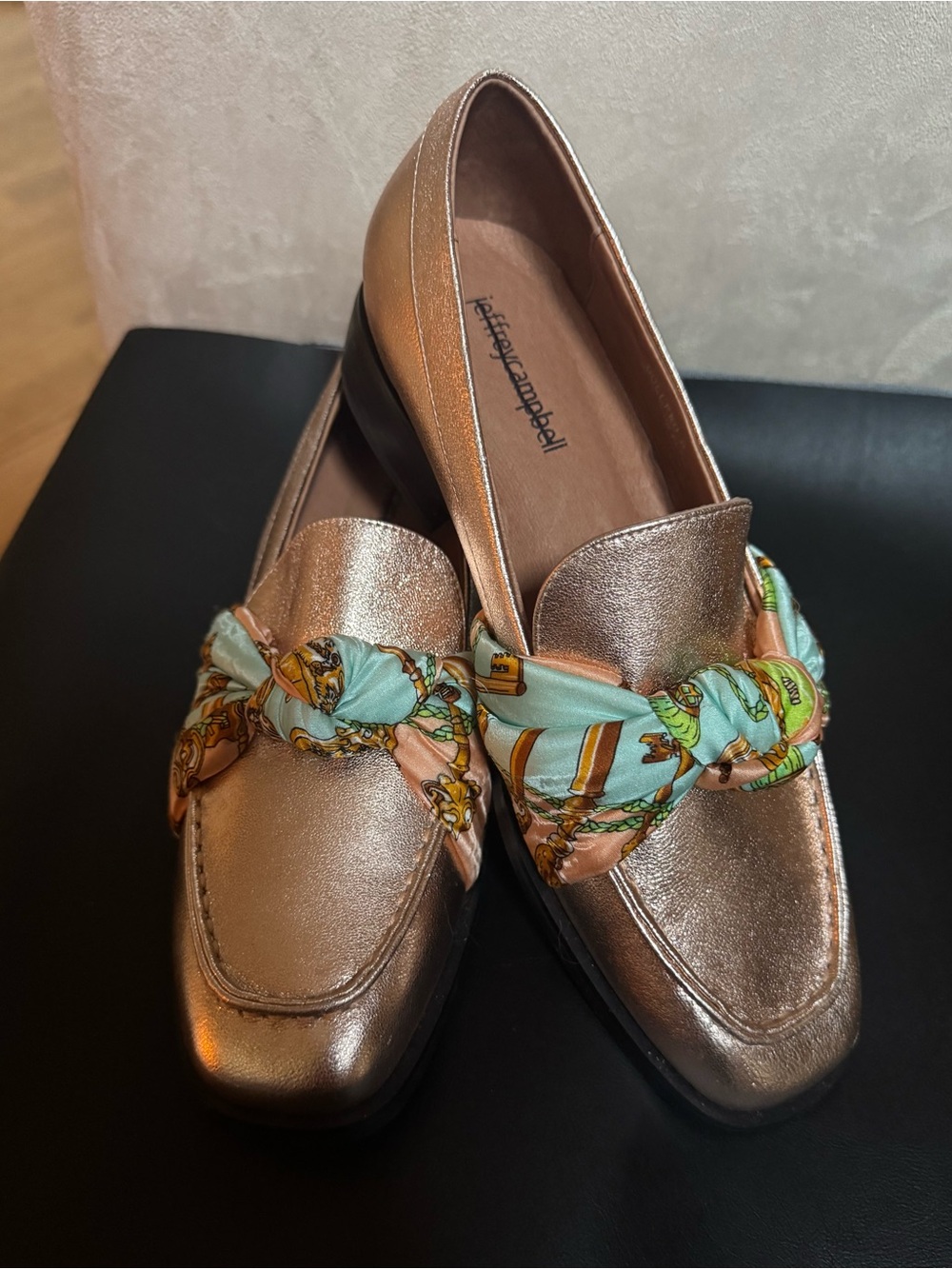 New Jeffrey Campbell Rose Gold Bolero Scarf Loafers